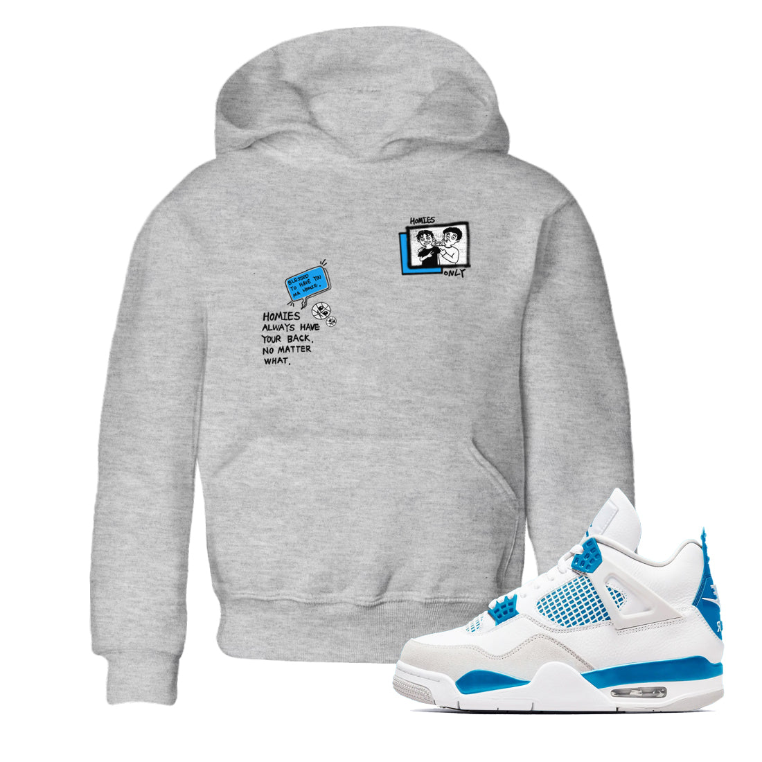 Homies Only snkmatch Tees Kids - Air Jordan 4 Military Blue