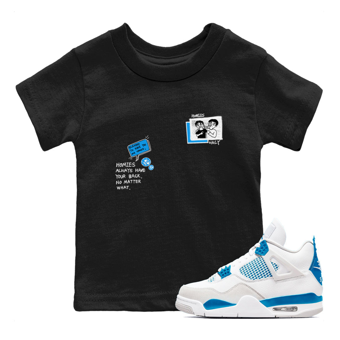 Homies Only snkmatch Tees Kids - Air Jordan 4 Military Blue