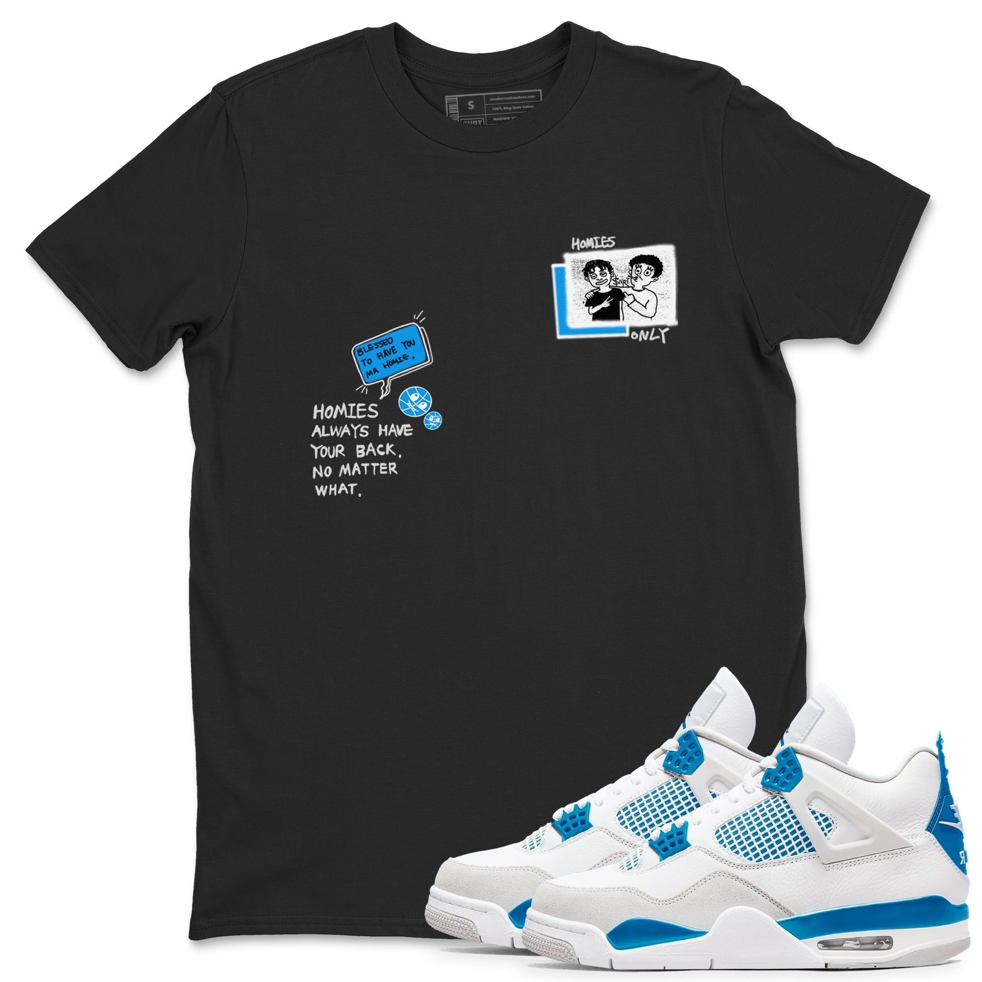 Homies Only snkmatch Tees - Air Jordan 4 Military Blue