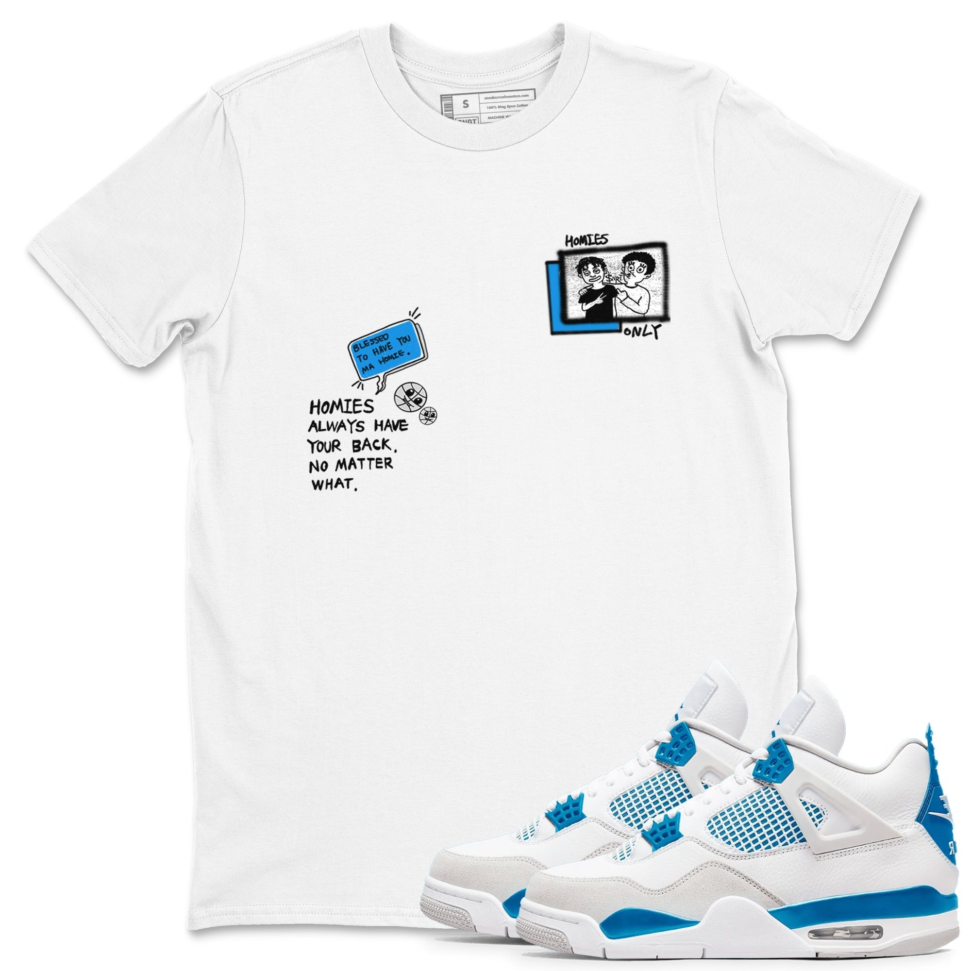 Homies Only snkmatch Tees - Air Jordan 4 Military Blue