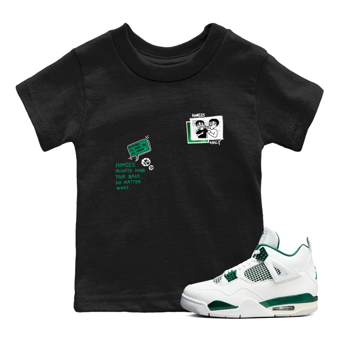 Homies Only snkmatch Tees Kids - Air Jordan 4 Oxidized Green