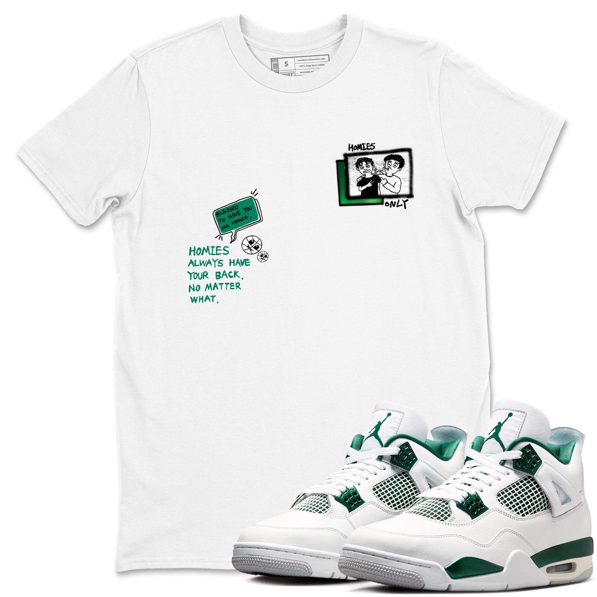 Homies Only snkmatch Tees - Air Jordan 4 Oxidized Green