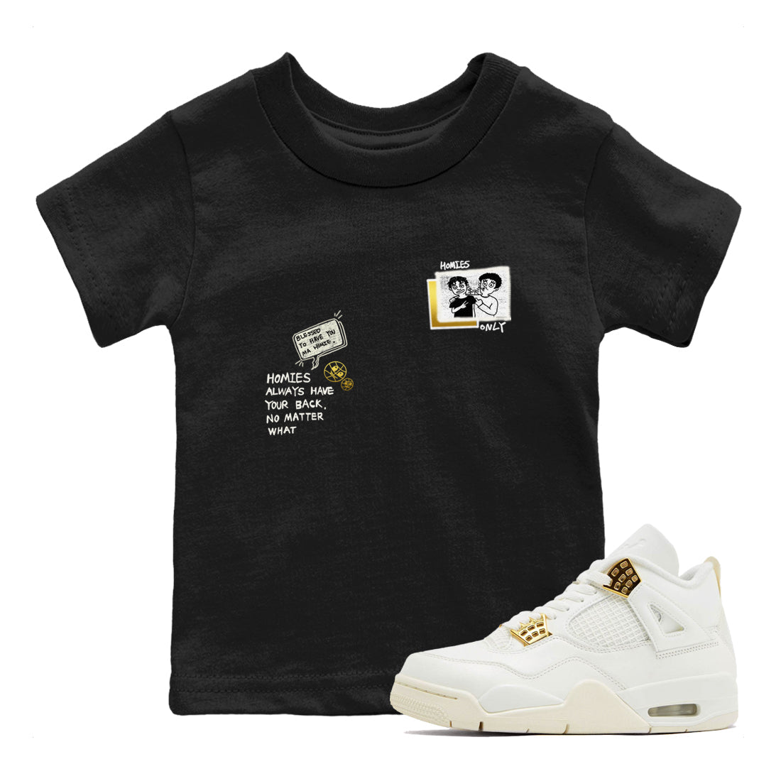 Homies Only snkmatch Tees Kids - Air Jordan 4 Sail 2024