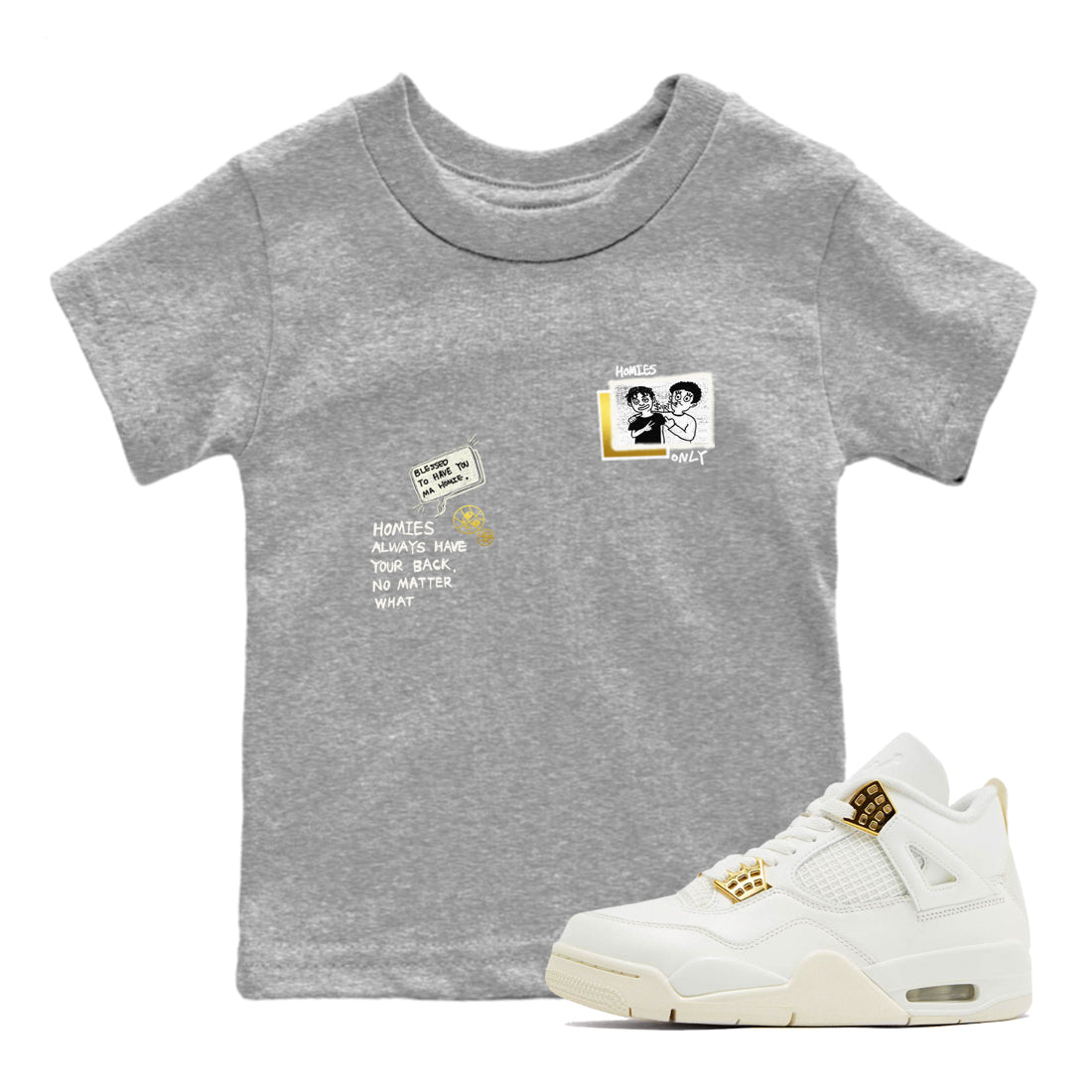 Homies Only snkmatch Tees Kids - Air Jordan 4 Sail 2024