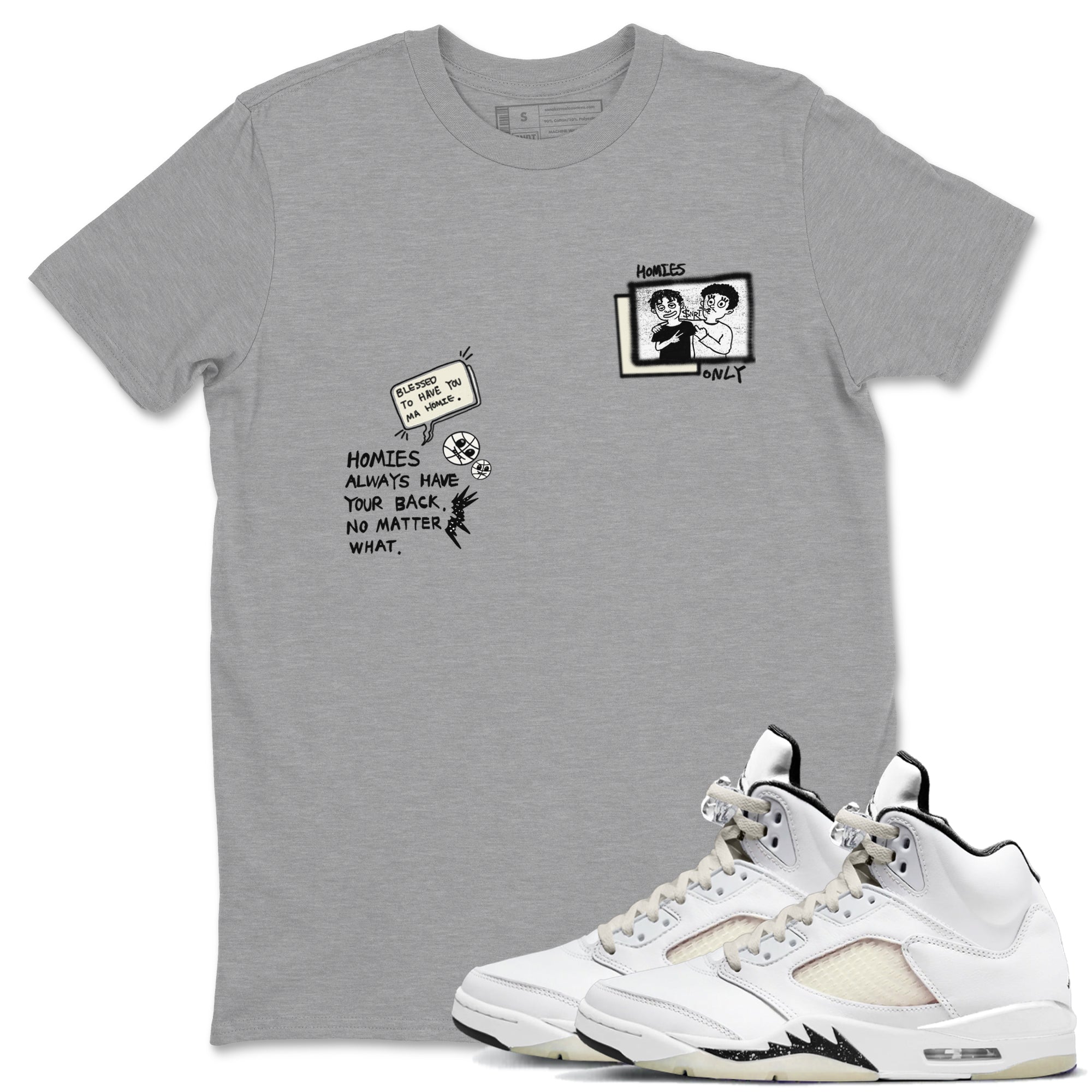 Homies Only snkmatch Tees - Air Jordan 5 Sail