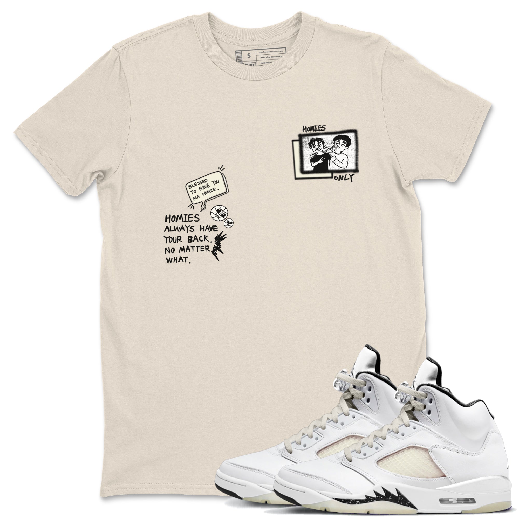Homies Only snkmatch Tees - Air Jordan 5 Sail