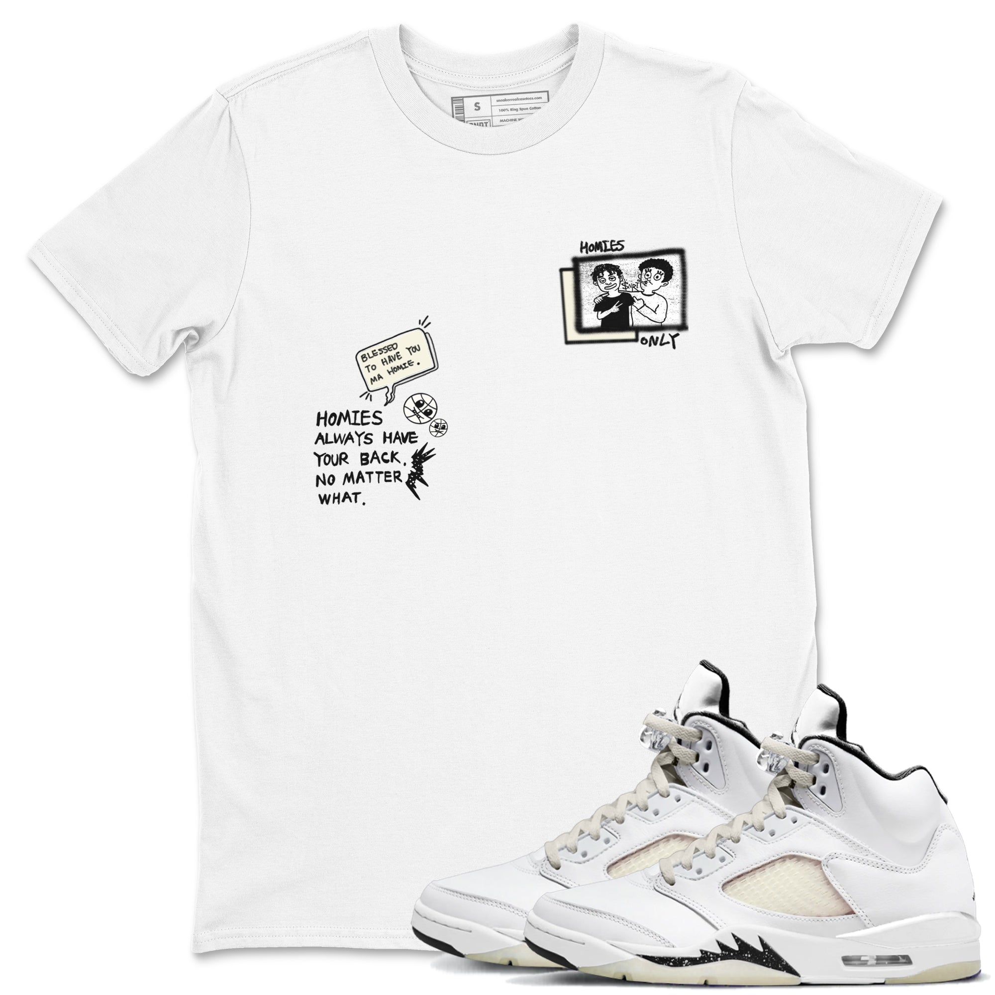 Homies Only snkmatch Tees - Air Jordan 5 Sail