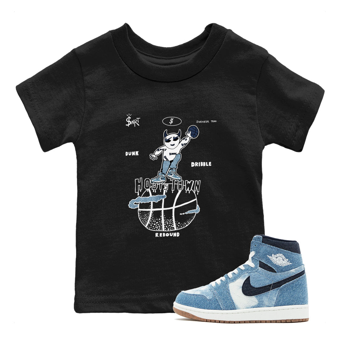 Hoops Town snkmatch Tees Kids - Air Jordan 1 Denim