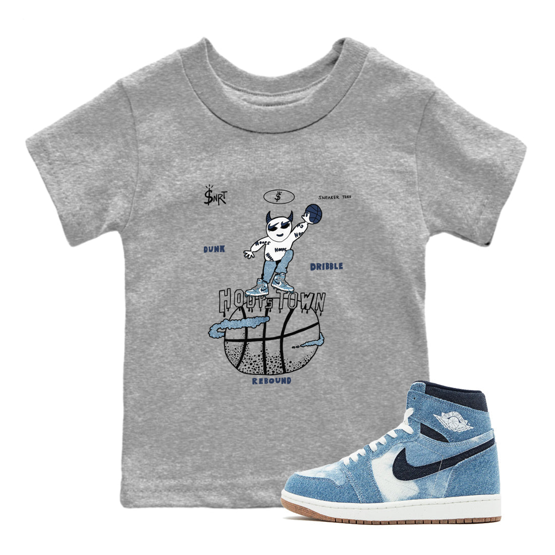 Hoops Town snkmatch Tees Kids - Air Jordan 1 Denim