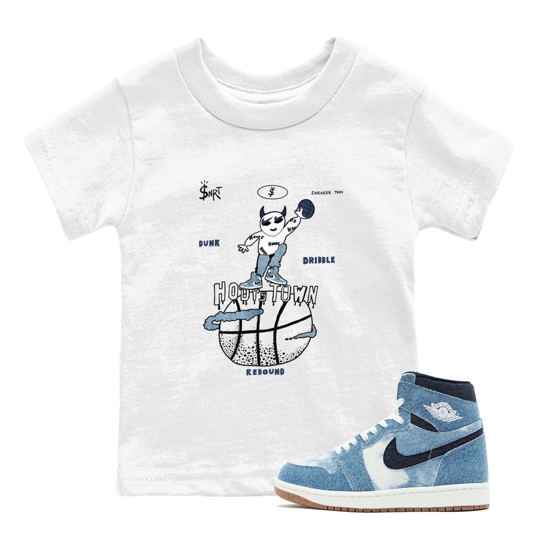 Hoops Town snkmatch Tees Kids - Air Jordan 1 Denim