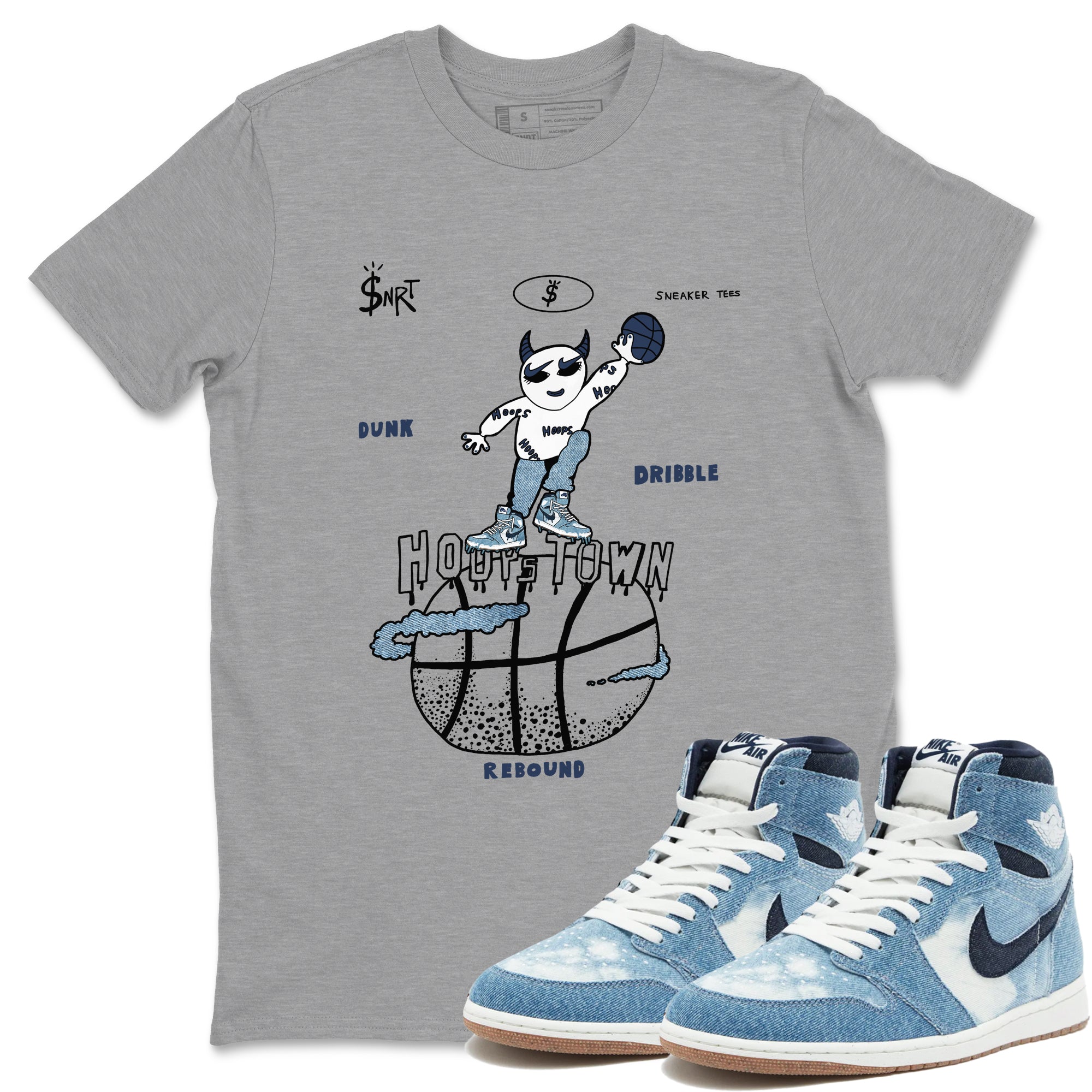 Hoops Town snkmatch Tees - Air Jordan 1 Denim