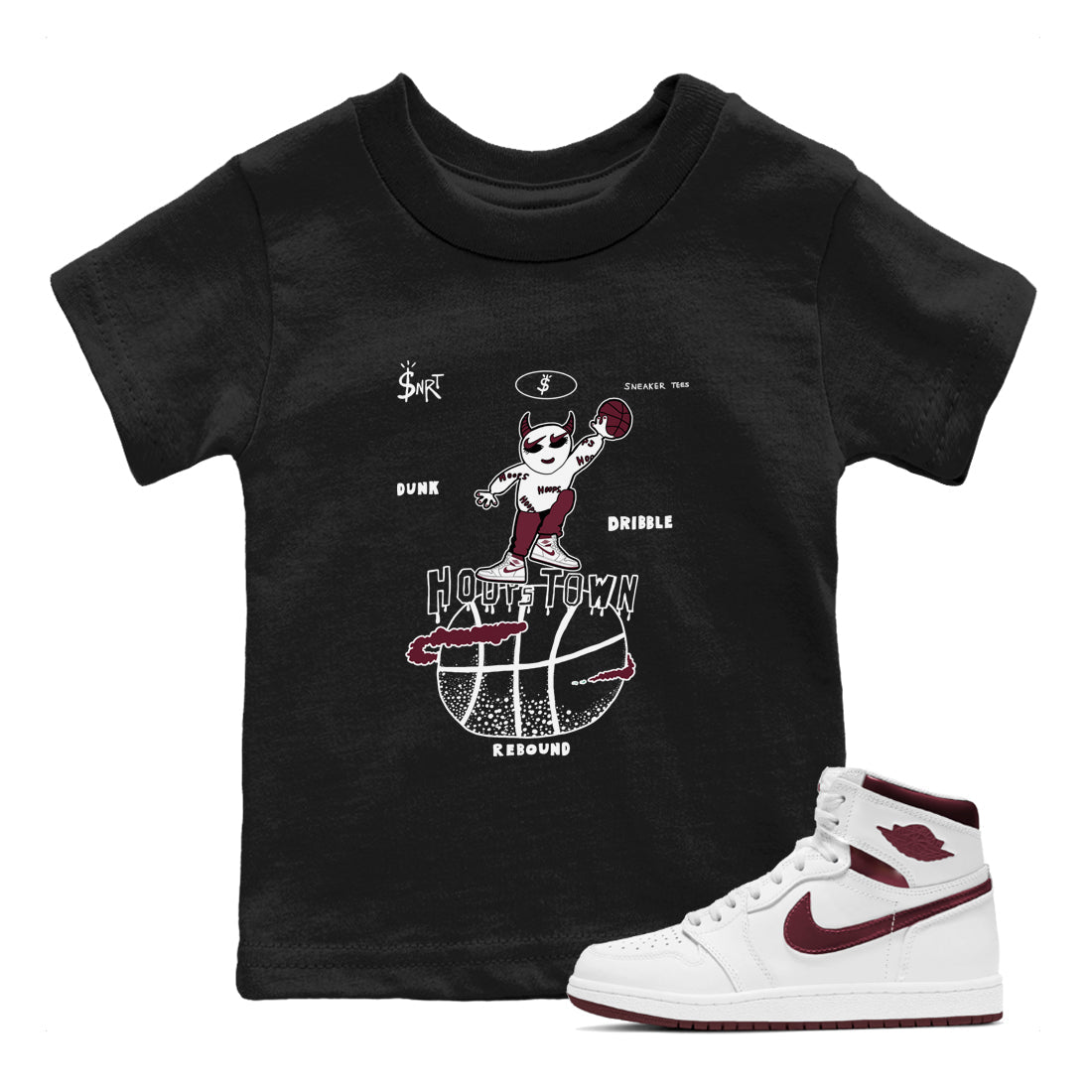 Hoops Town snkmatch Tees Kids - Air Jordan 1 Metallic Burgundy