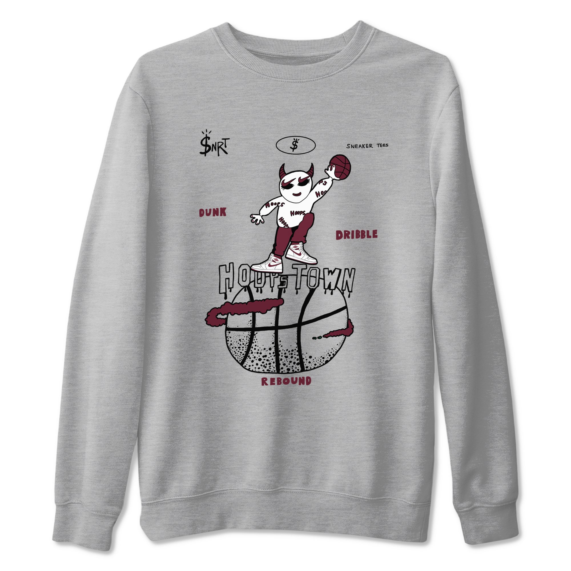 Hoops Town snkmatch Tees - Air Jordan 1 Metallic Burgundy
