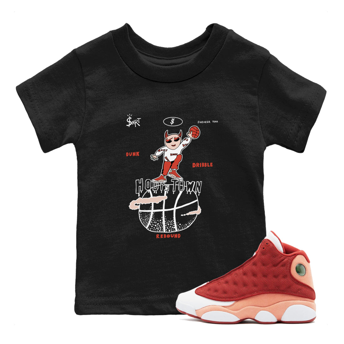 Hoops Town snkmatch Tees Kids - Air Jordan 13 Dune Red
