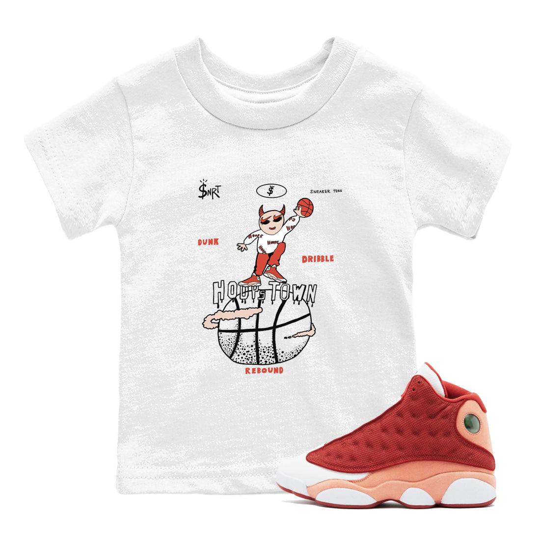 Hoops Town snkmatch Tees Kids - Air Jordan 13 Dune Red