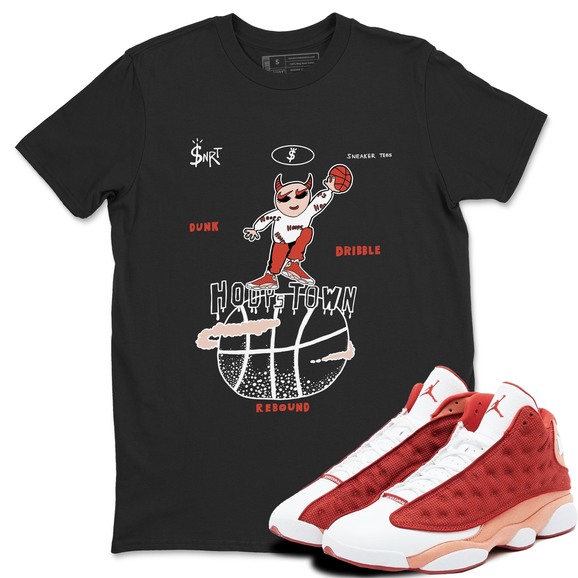 Hoops Town snkmatch Tees - Air Jordan 13 Dune Red
