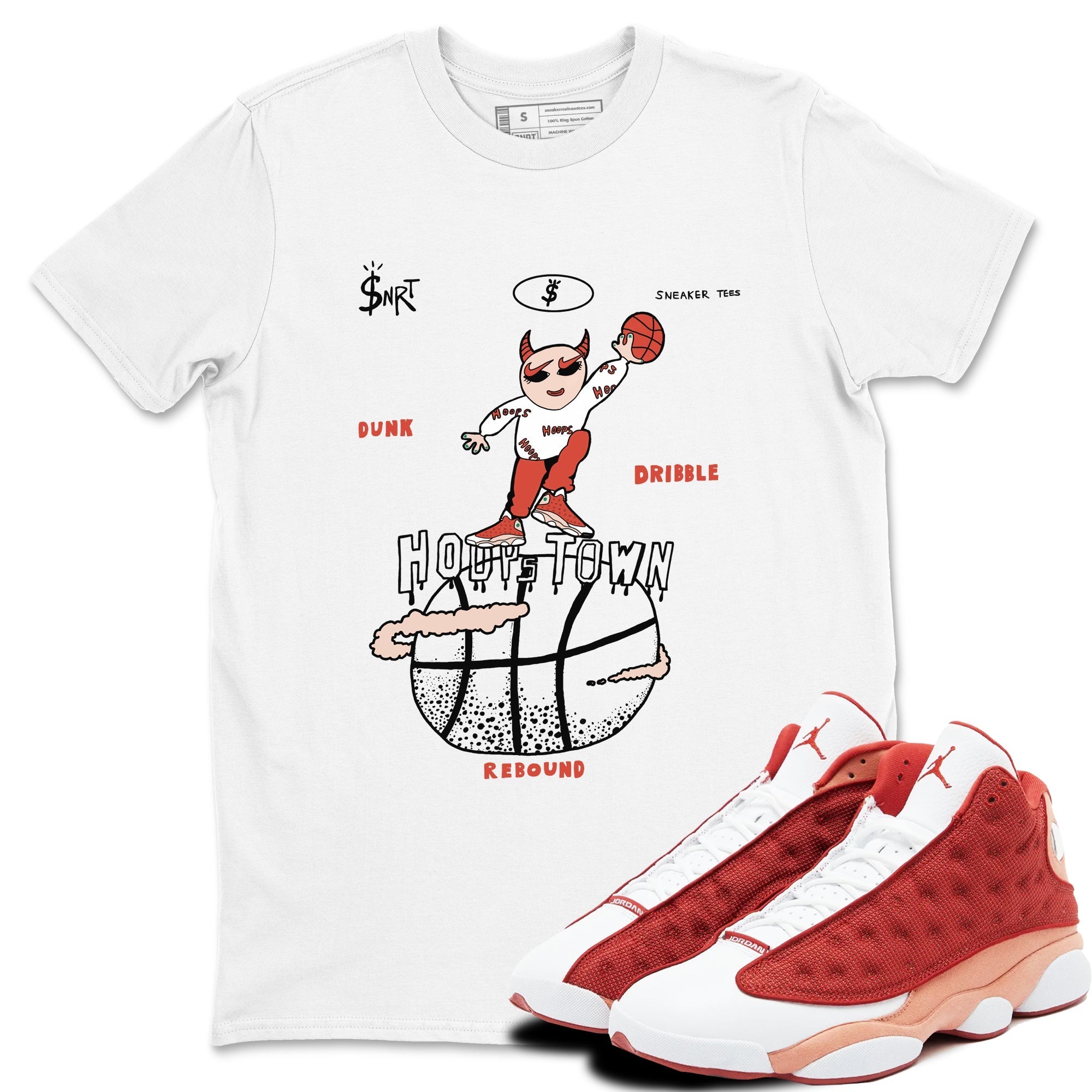 Hoops Town snkmatch Tees - Air Jordan 13 Dune Red