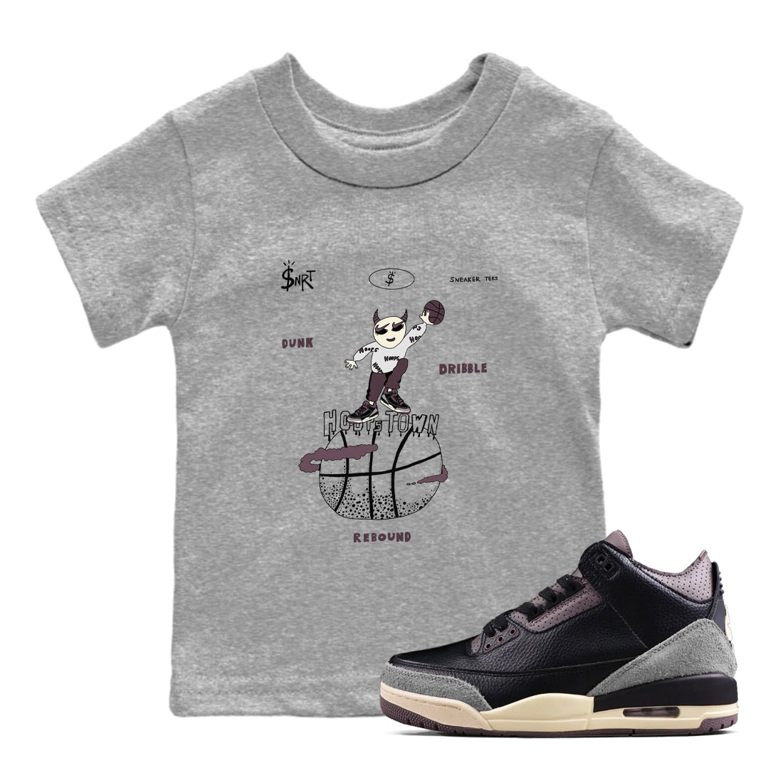 Hoops Town snkmatch Tees Kids - Air Jordan 3 A Ma Maniere x Black
