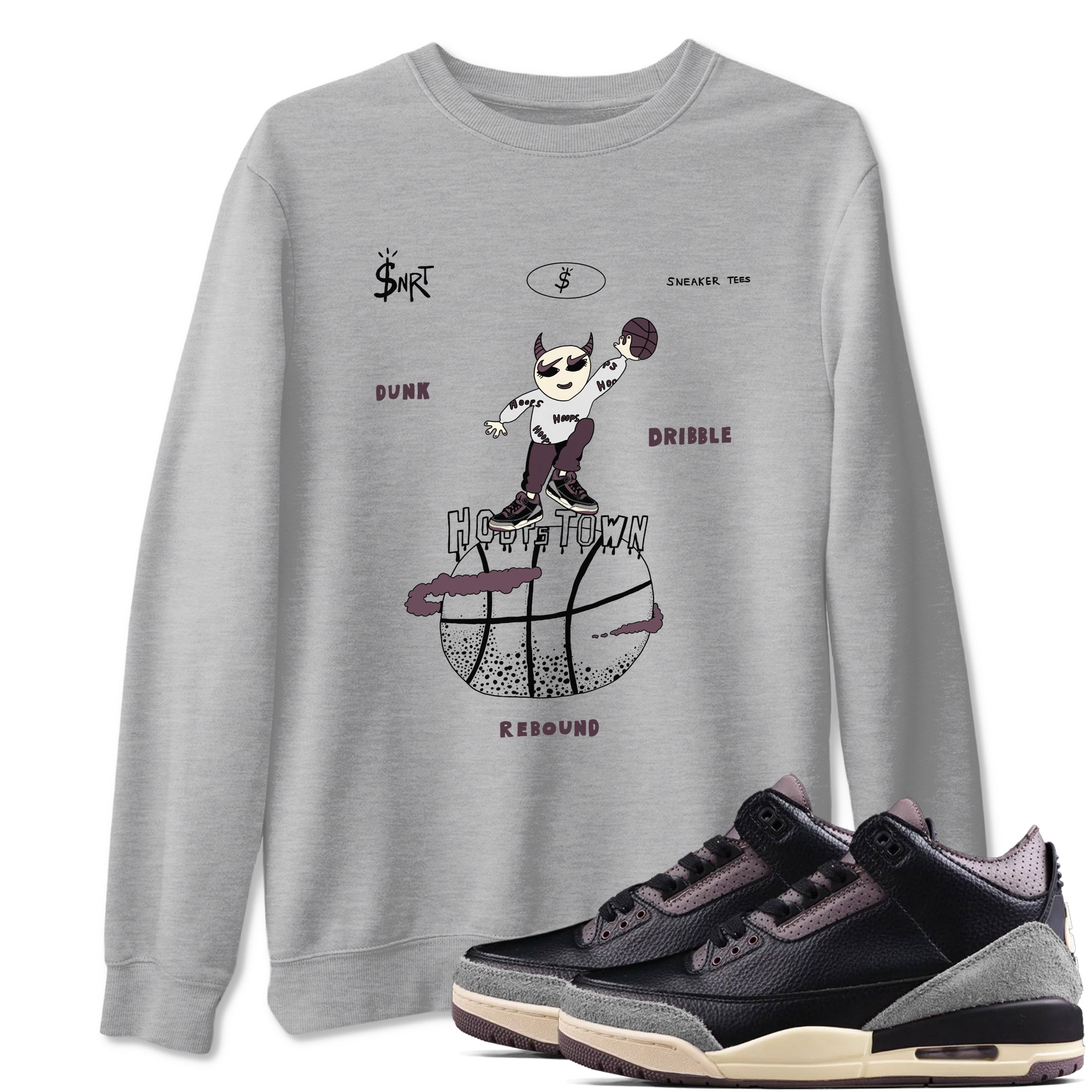 Hoops Town snkmatch Tees - Air Jordan 3 A Ma Maniere x Black