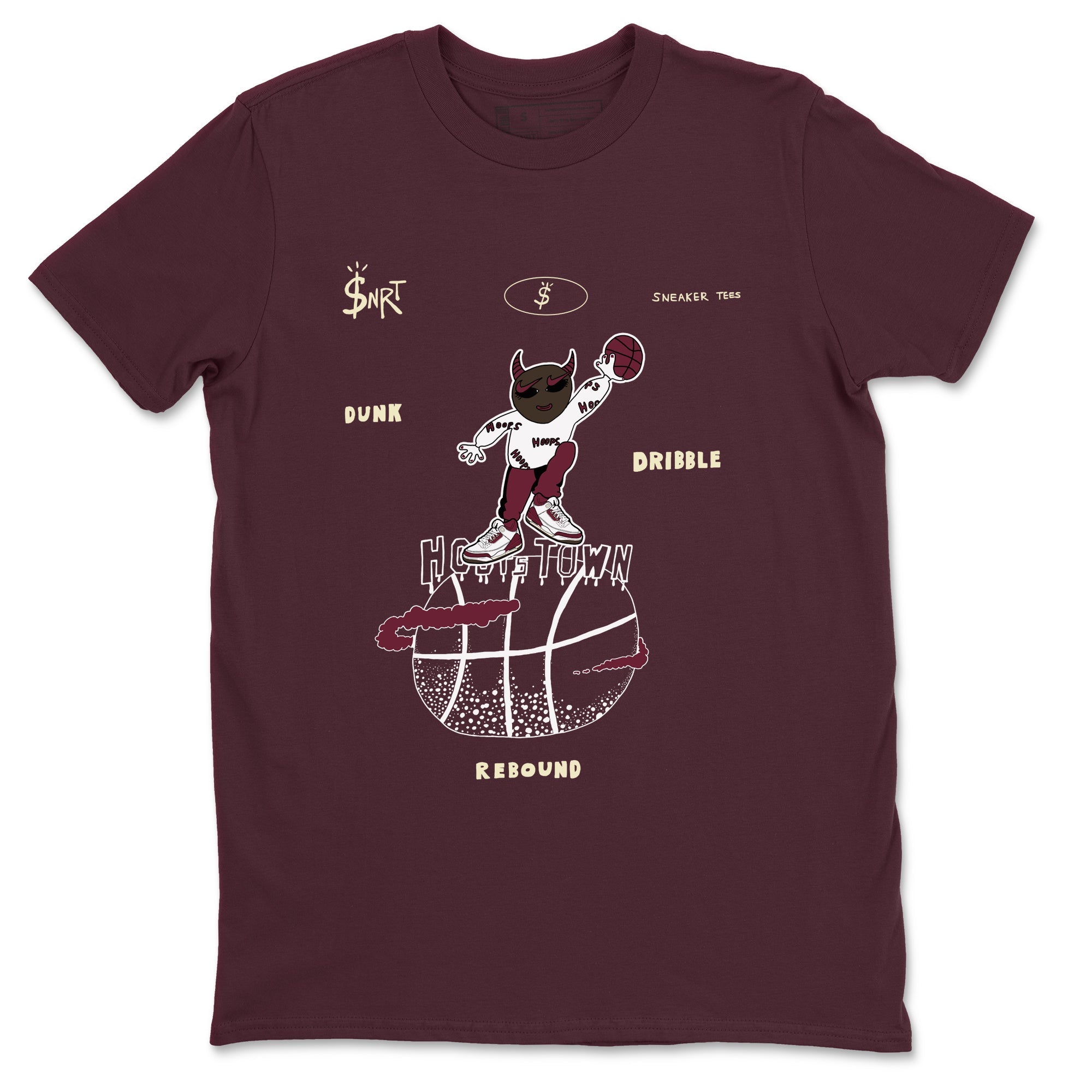Hoops Town snkmatch Tees - Air Jordan 3 A Ma Maniere x Burgundy Crush