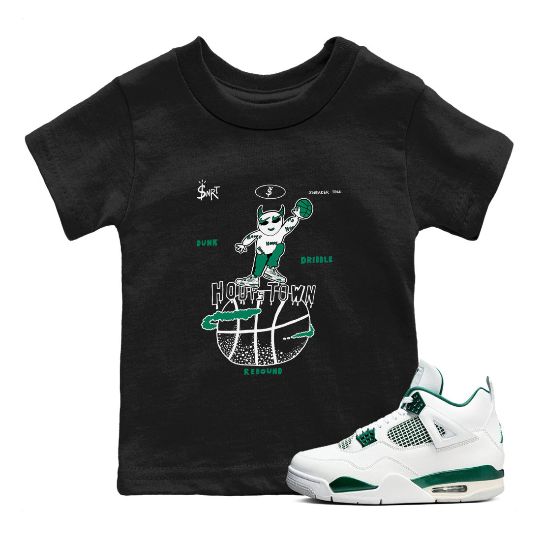 Hoops Town snkmatch Tees Kids - Air Jordan 4 Oxidized Green