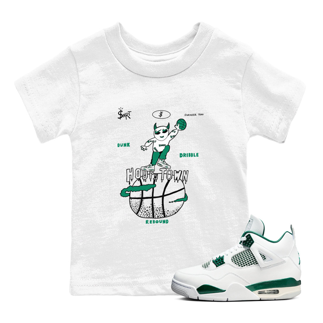 Hoops Town snkmatch Tees Kids - Air Jordan 4 Oxidized Green