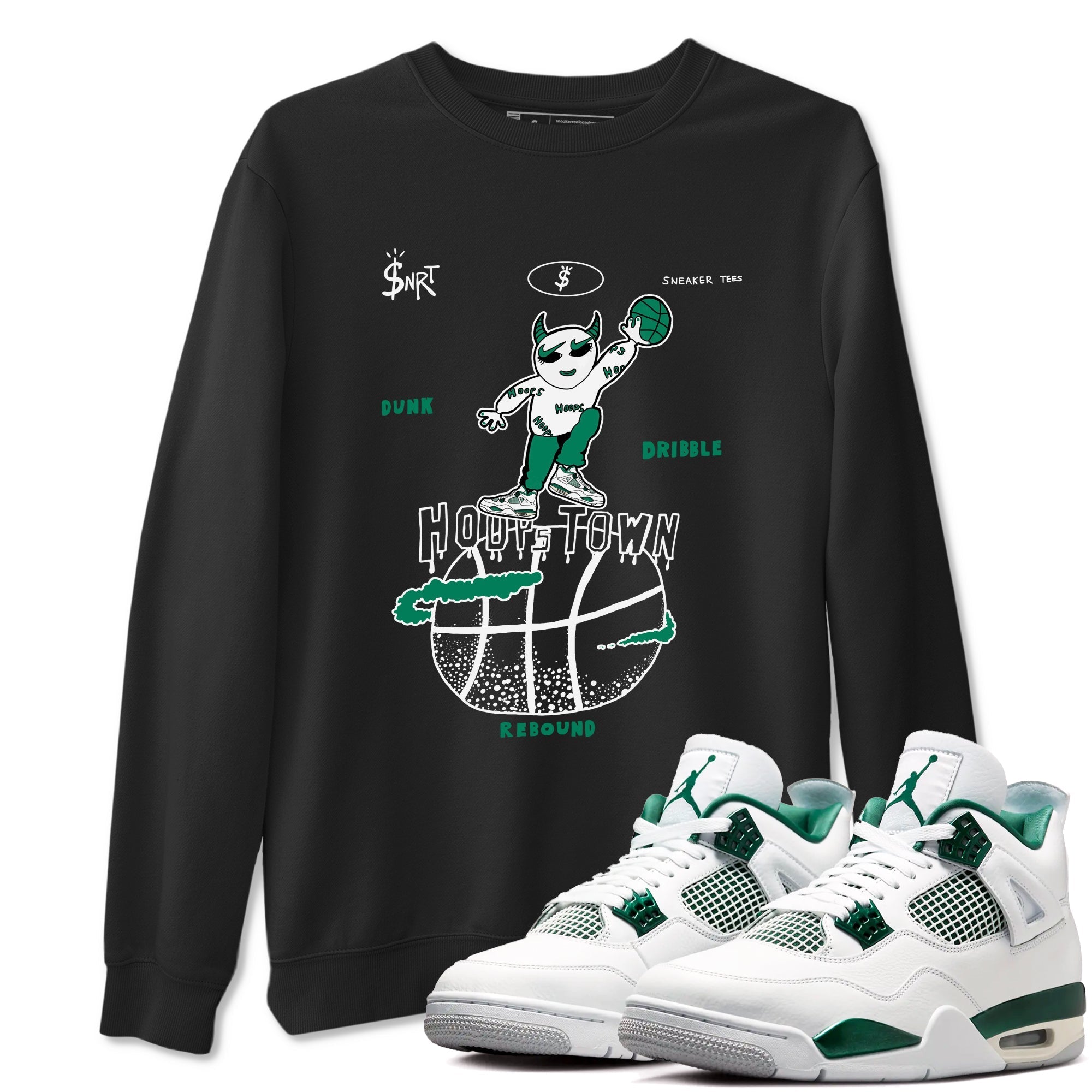 Hoops Town snkmatch Tees - Air Jordan 4 Oxidized Green