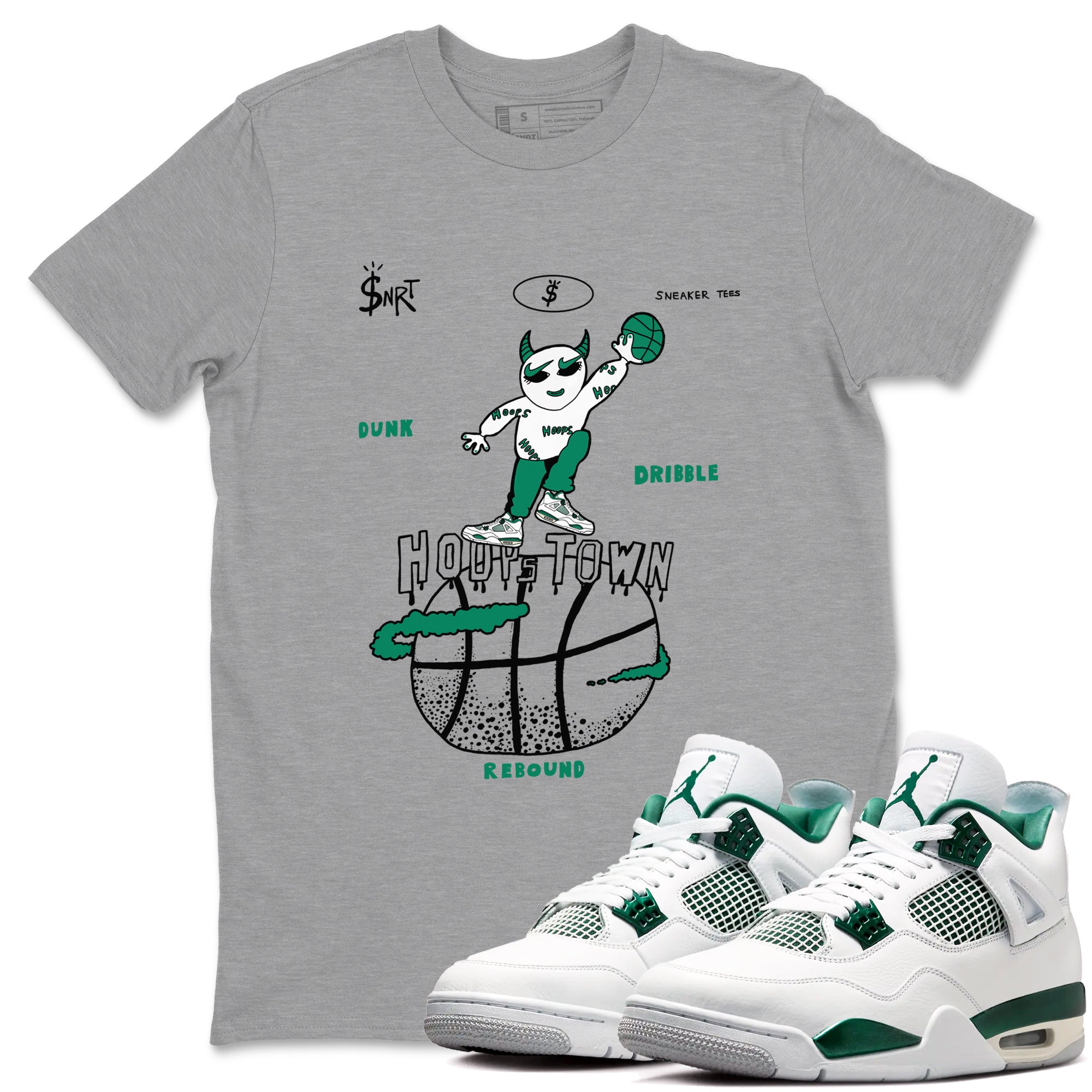 Hoops Town snkmatch Tees - Air Jordan 4 Oxidized Green