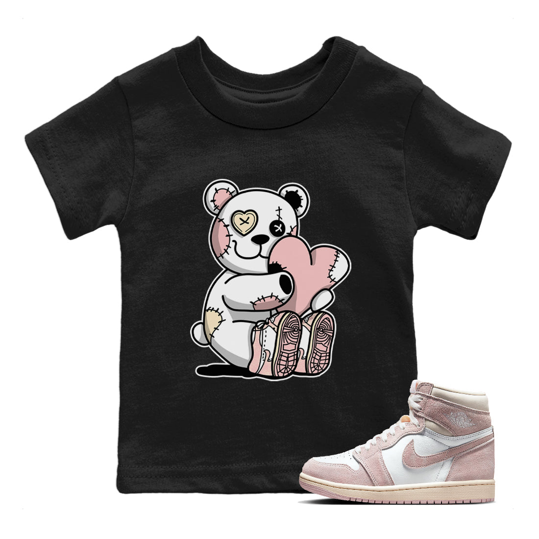 Hugging Bear Kids Tops - Air Jordan 1 Washed Pink