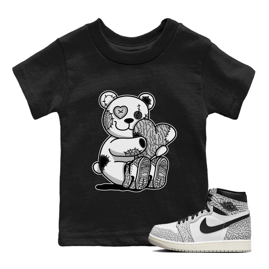 Hugging Bear Kids Tops - Air Jordan 1 White Cement