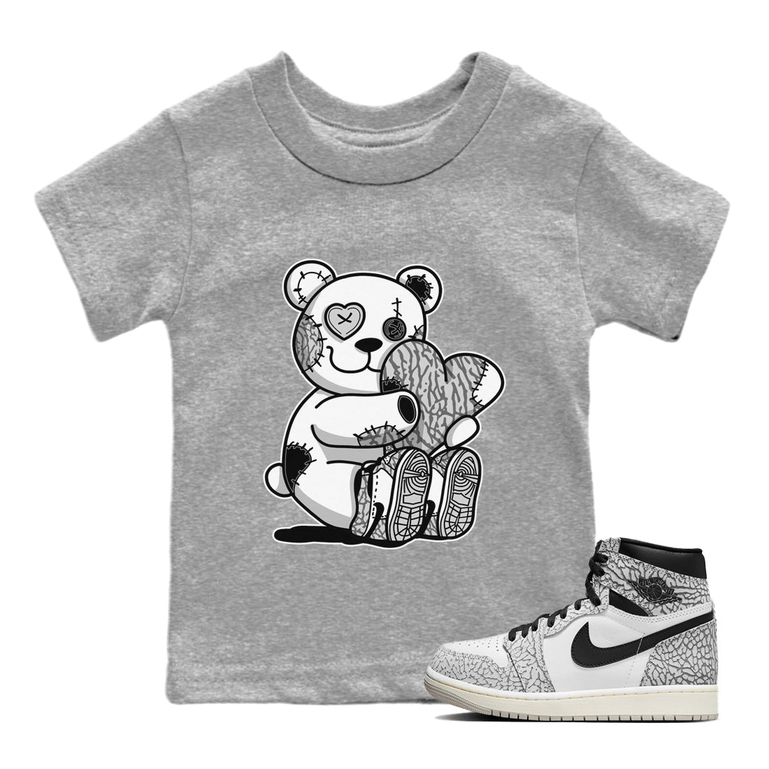 Hugging Bear Kids Tops - Air Jordan 1 White Cement