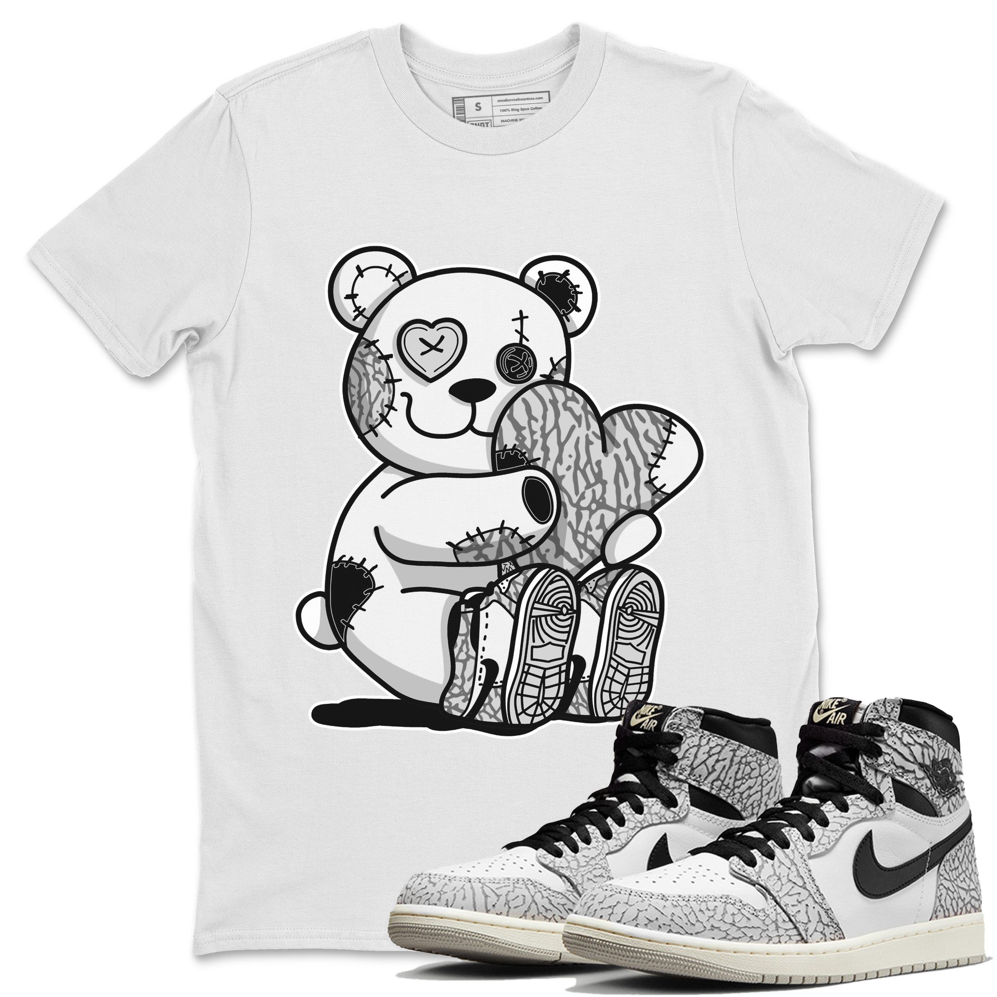 Hugging Bear Unisex Tops - Air Jordan 1 White Cement