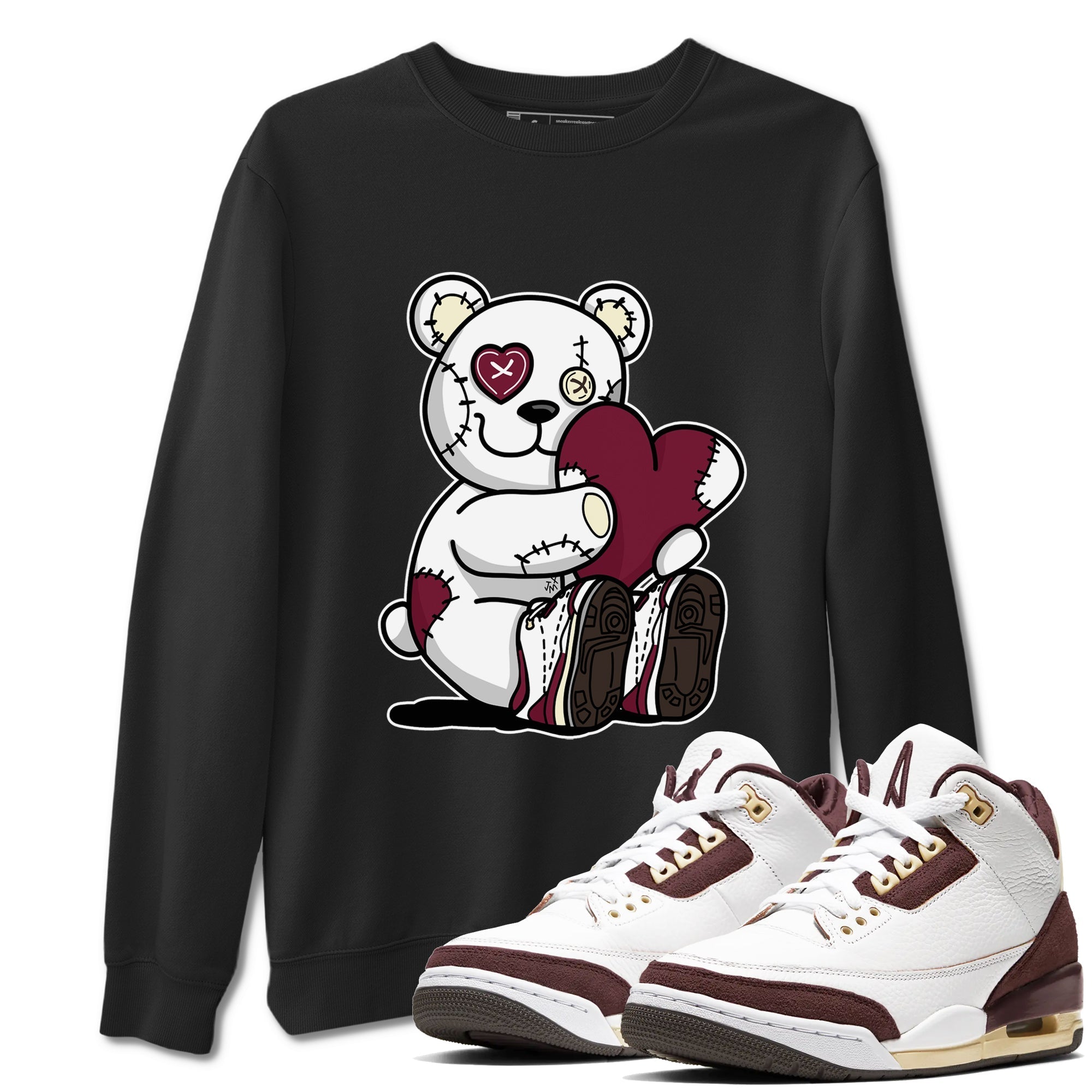 Hugging Bear snkmatch Tees - Air Jordan 3 A Ma Maniere x Burgundy Crush