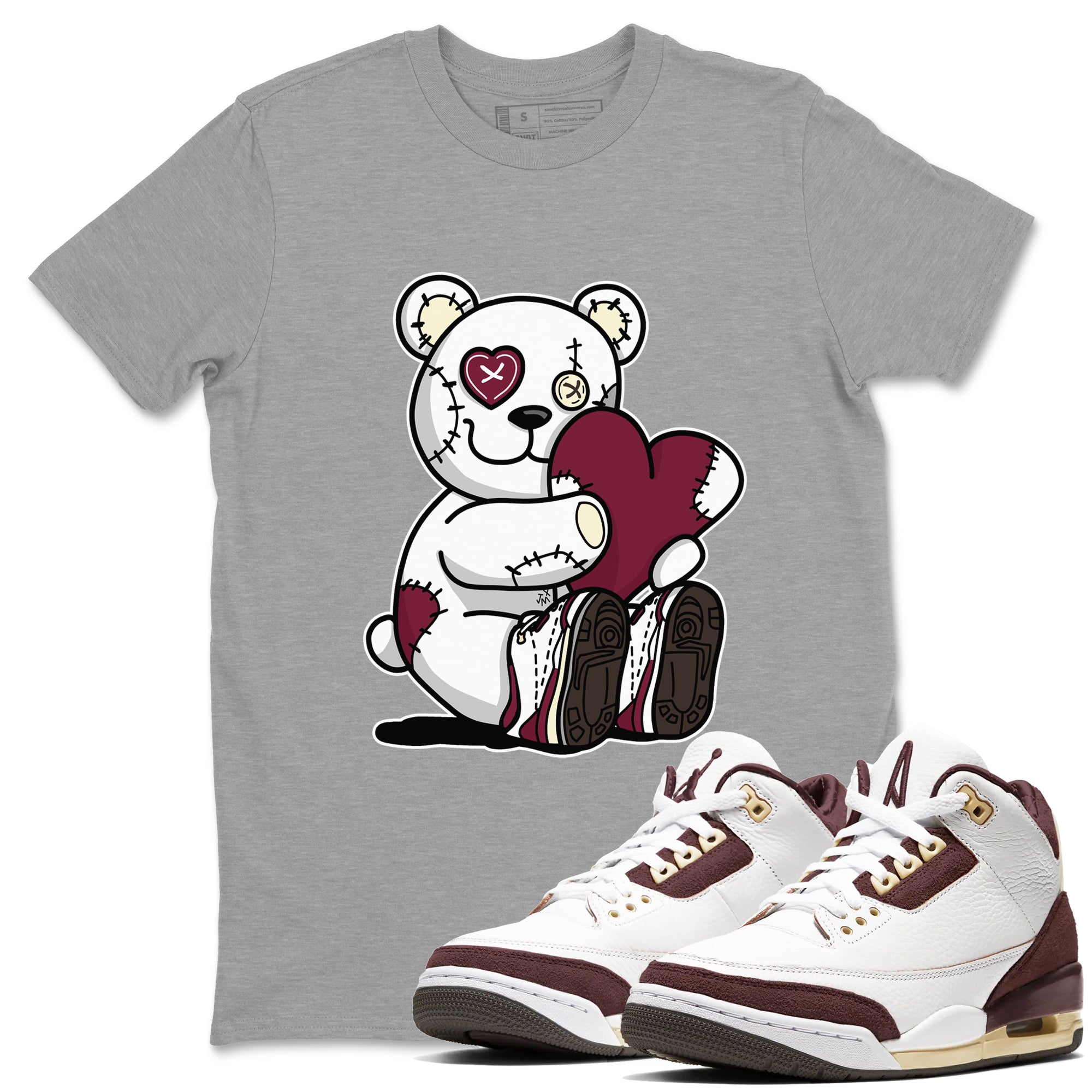 Hugging Bear snkmatch Tees - Air Jordan 3 A Ma Maniere x Burgundy Crush