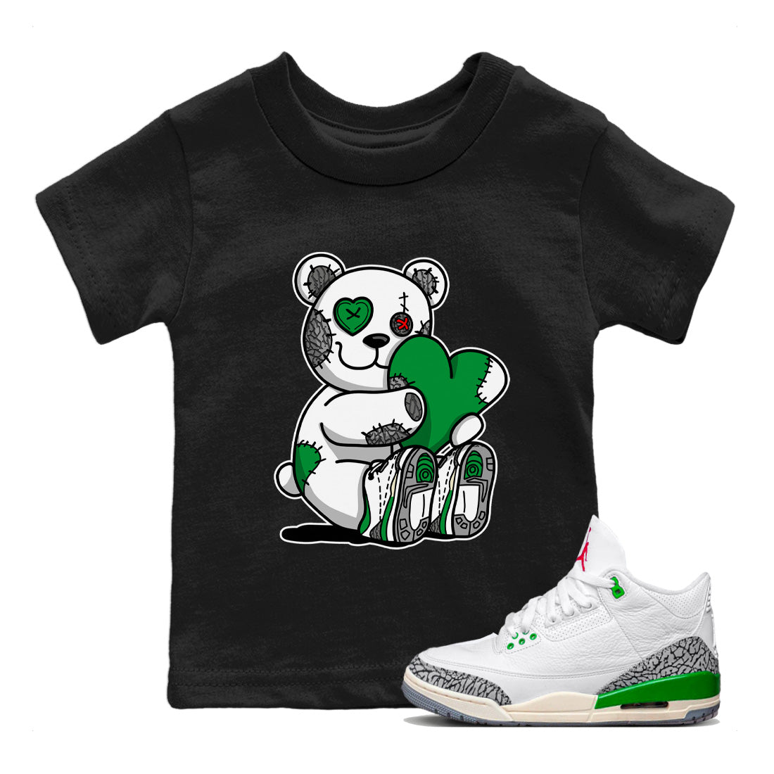 Hugging Bear Kids Tops - Air Jordan 3 Lucky Green