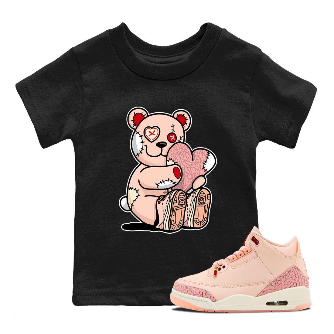 Hugging Bear snkmatch Tees Kids - Air Jordan 3 Valentines Day