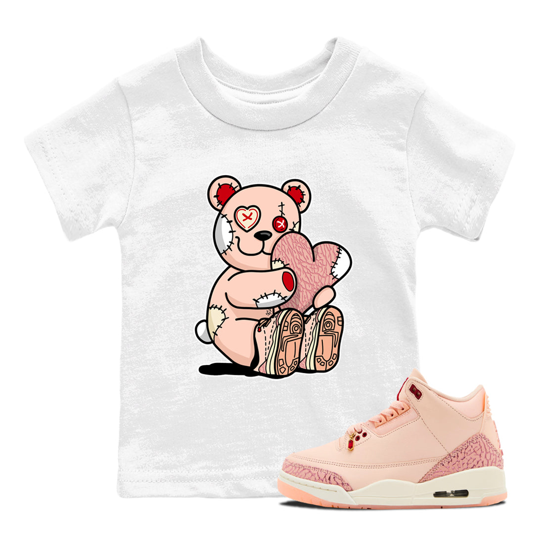 Hugging Bear snkmatch Tees Kids - Air Jordan 3 Valentines Day