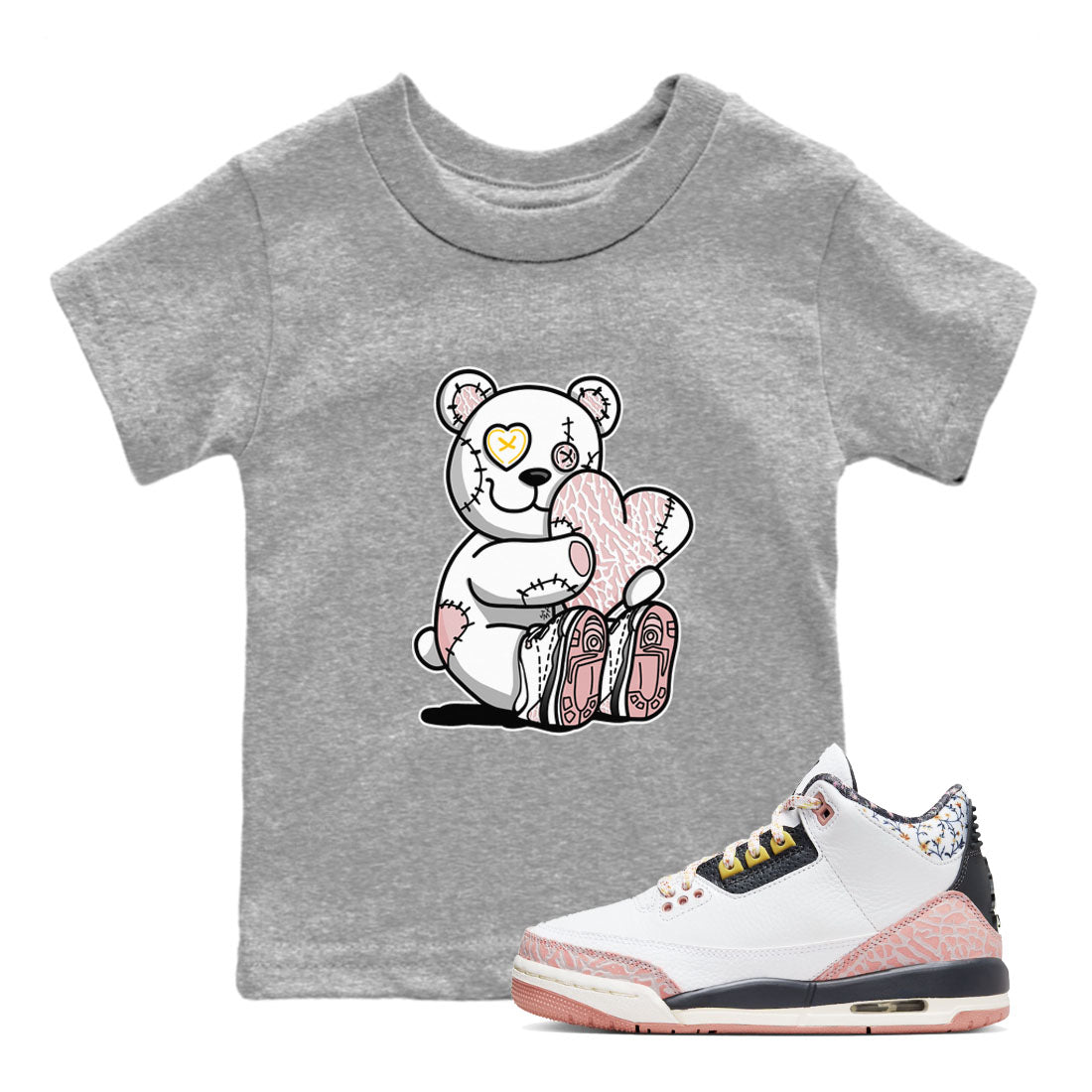 Hugging Bear snkmatch Tees Kids - Air Jordan 3 Vintage Floral