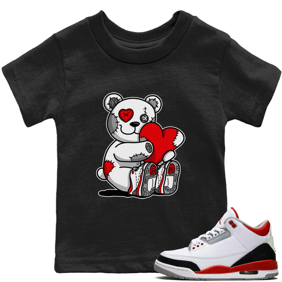 Hugging Bear Kids Tops - Air Jordan 3 Fire Red
