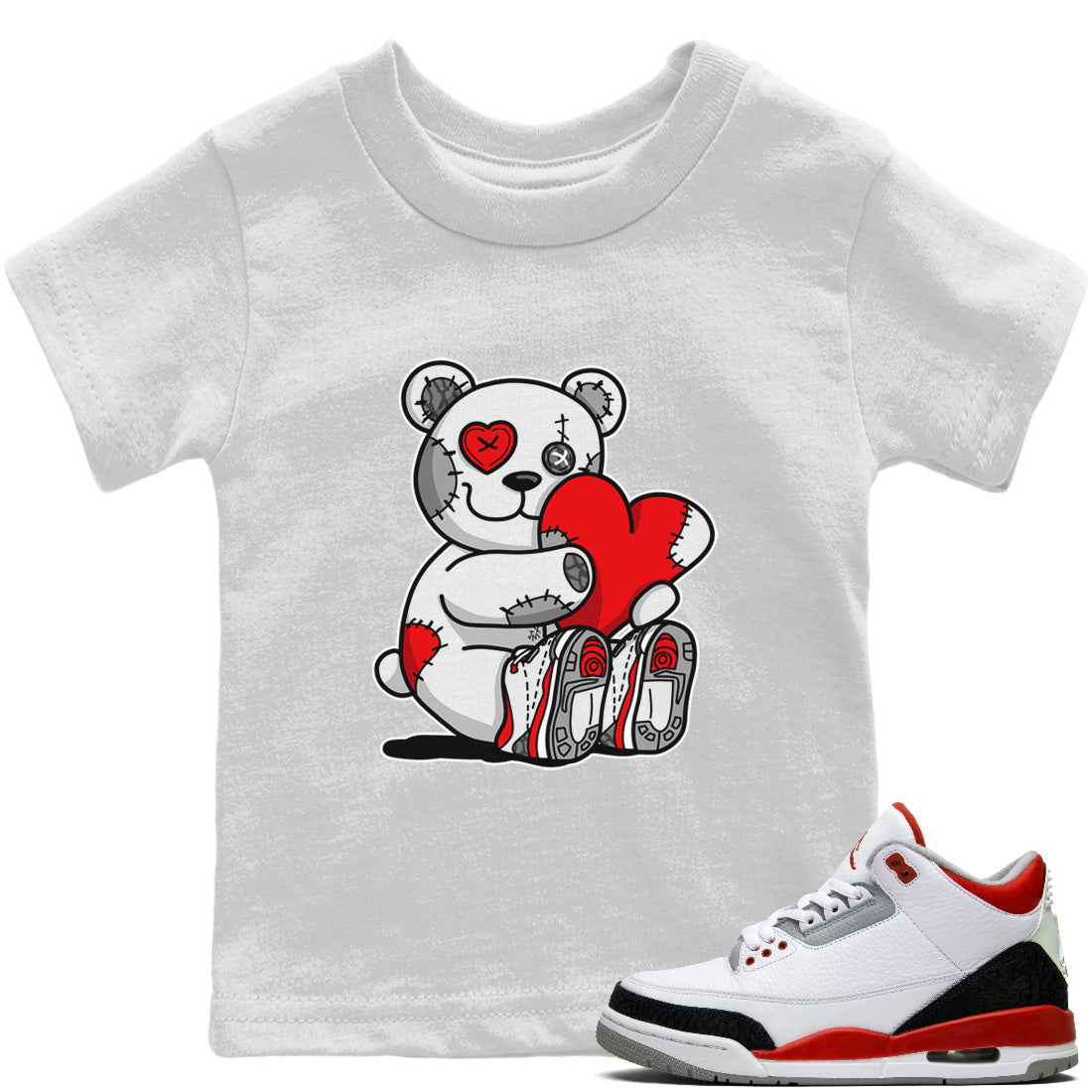 Hugging Bear Kids Tops - Air Jordan 3 Fire Red