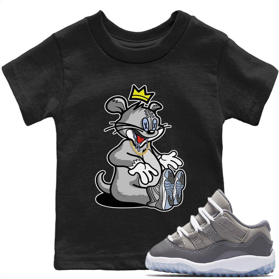 Hungry Cat Kids Tops - Air Jordan 11 Cool Grey