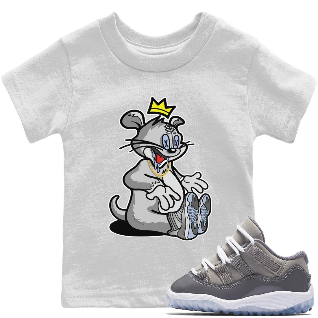 Hungry Cat Kids Tops - Air Jordan 11 Cool Grey