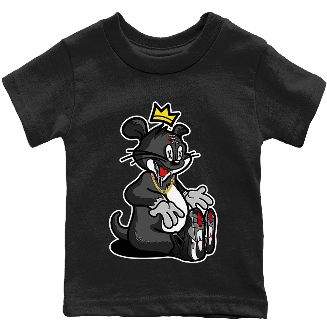 Hungry Cat Kids Tops - Air Jordan 4 Black Canvas