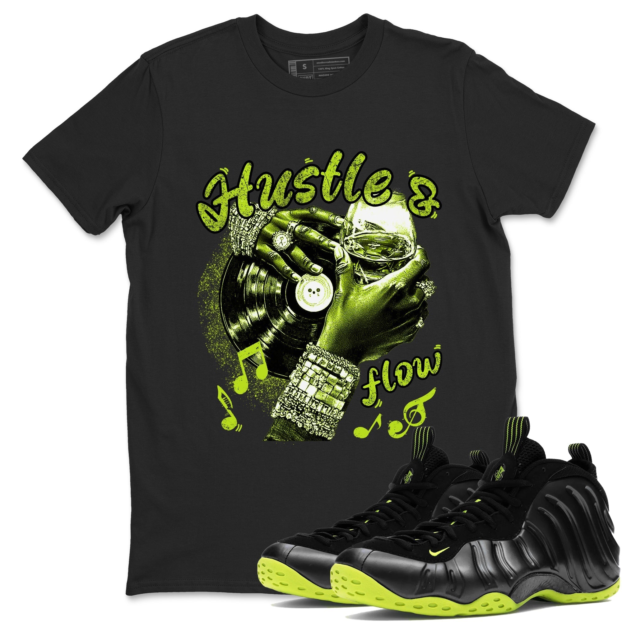 Hustle and Flow snkmatch Tees - Air Foamposite One Black Volt