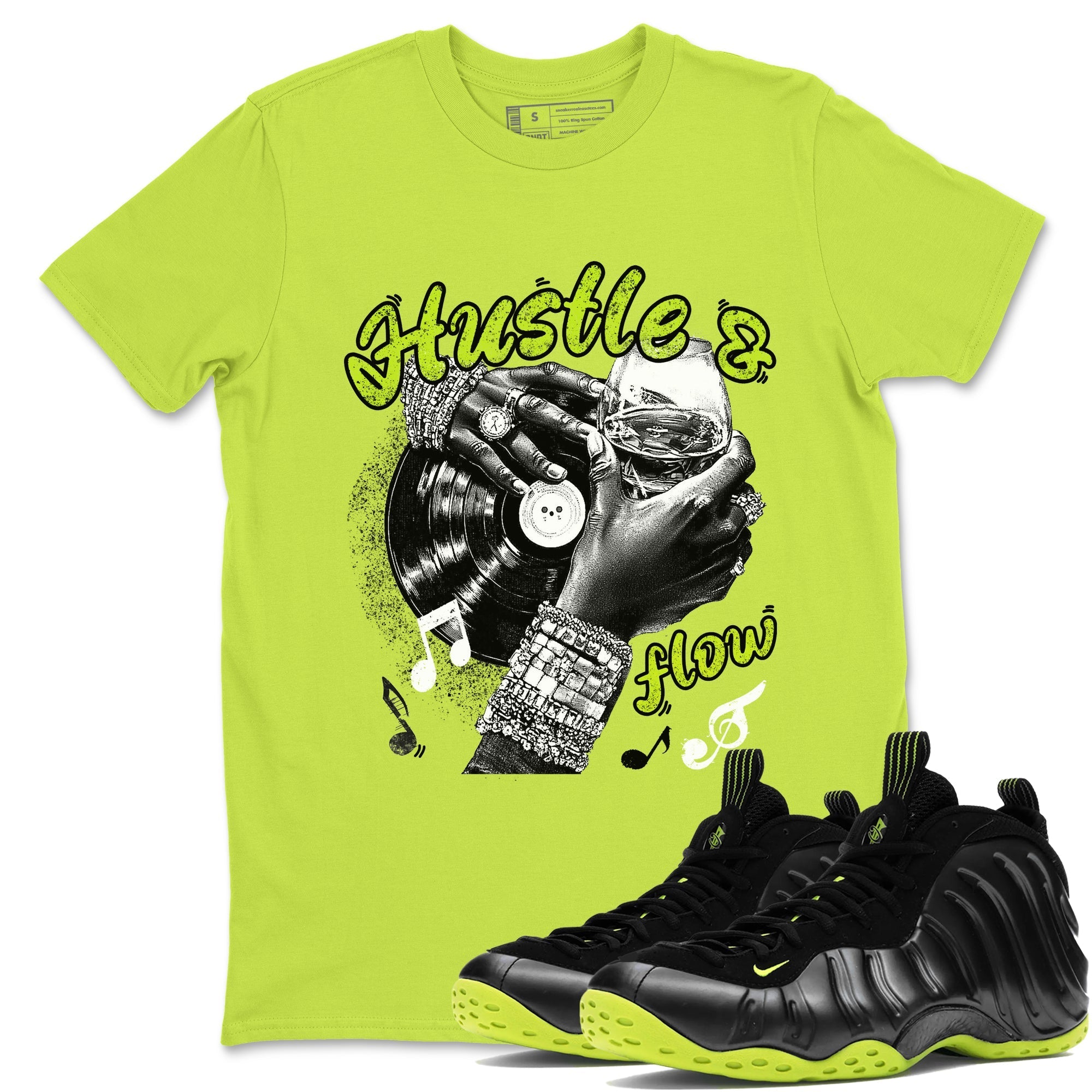 Hustle and Flow snkmatch Tees - Air Foamposite One Black Volt