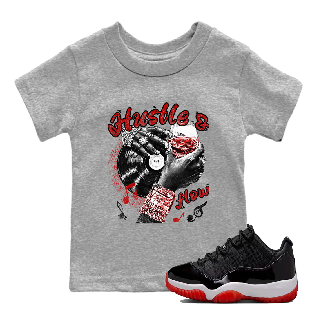 Hustle and Flow snkmatch Tees Kids - Air Jordan 11 Bred
