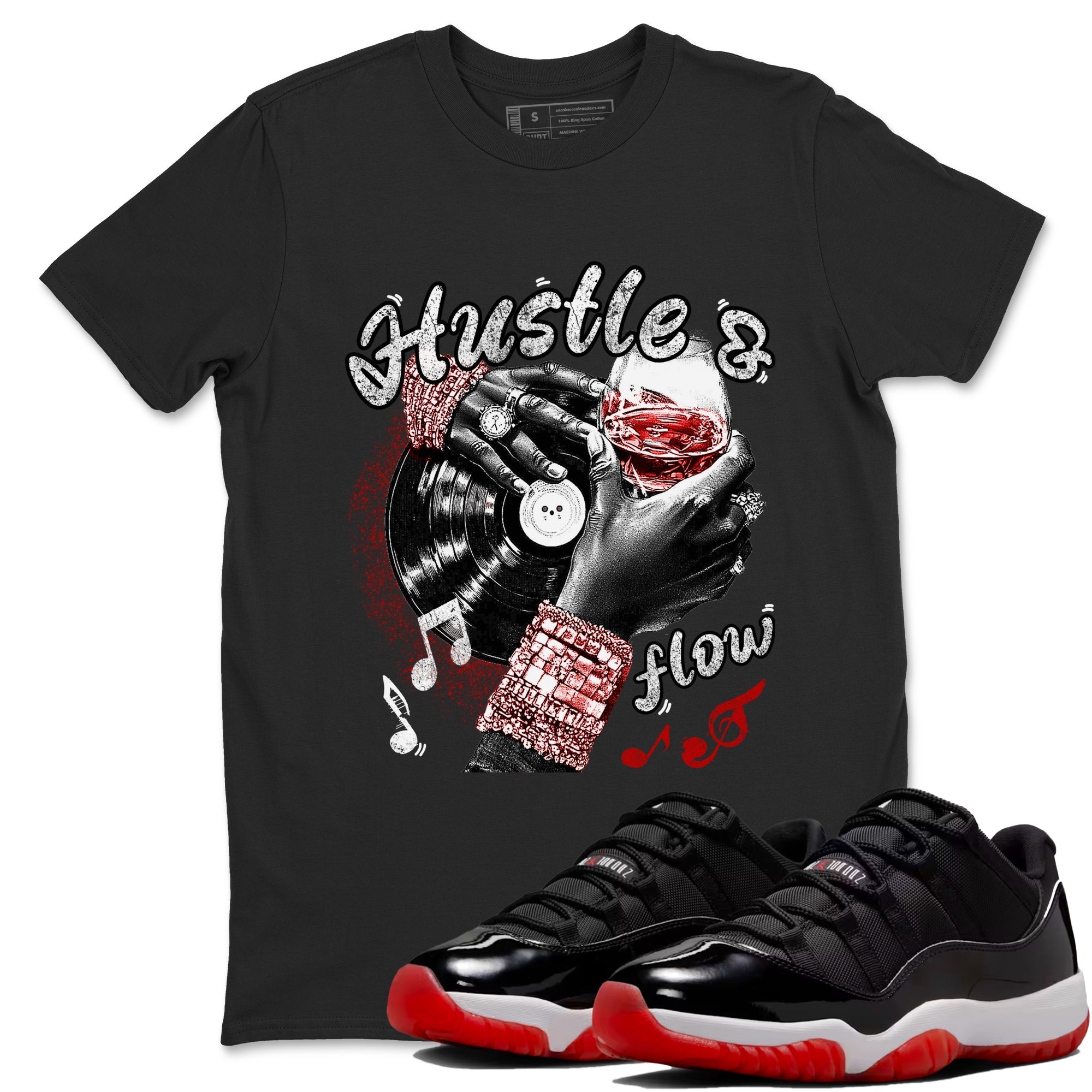 Hustle and Flow snkmatch Tees - Air Jordan 11 Bred