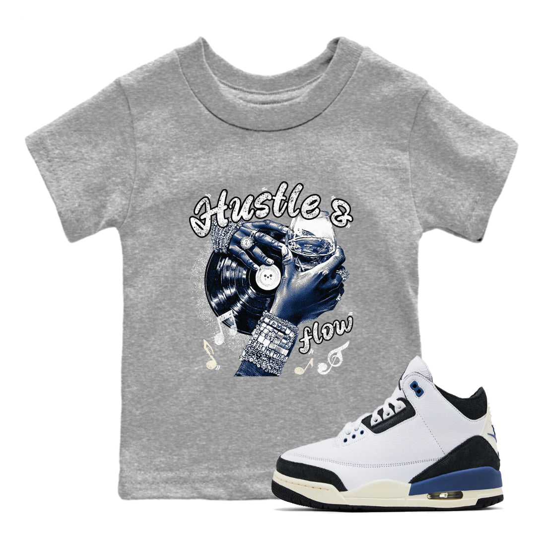 Hustle and Flow snkmatch Tees Kids - Air Jordan 3 A Ma Maniere x Diffused Blue