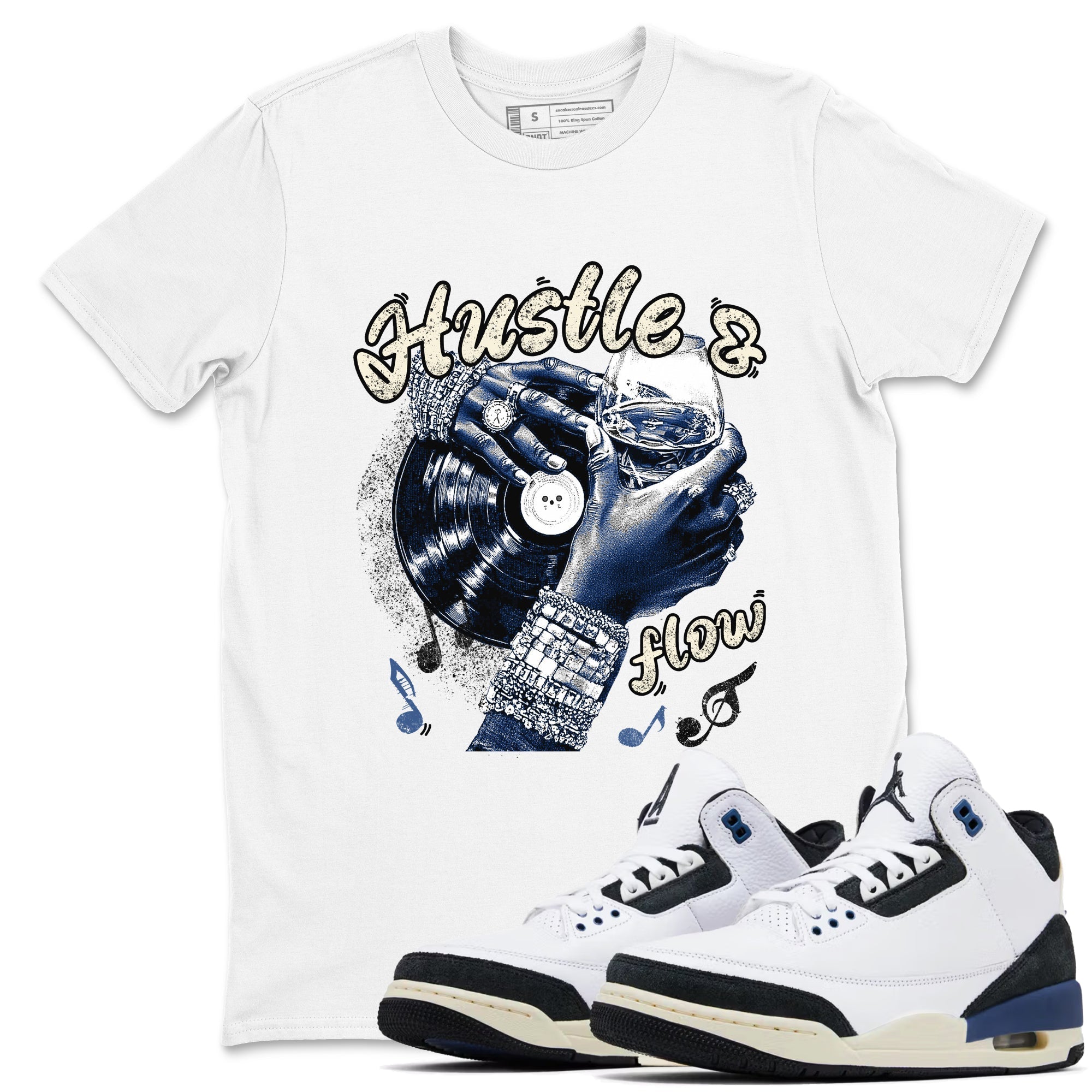 Hustle and Flow snkmatch Tees - Air Jordan 3 A Ma Maniere x Diffused Blue