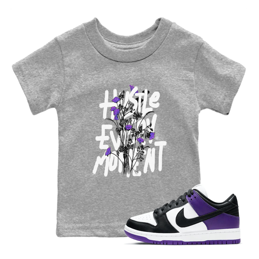 Hustle Every Moment snkmatch Tees Kids - Dunk Low Court Purple